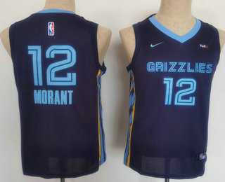 Youth Memphis Grizzlies #12 Ja Morant Black Nike 2021 Stitched Jersey With Sponsor->nba youth jerseys->NBA Jersey